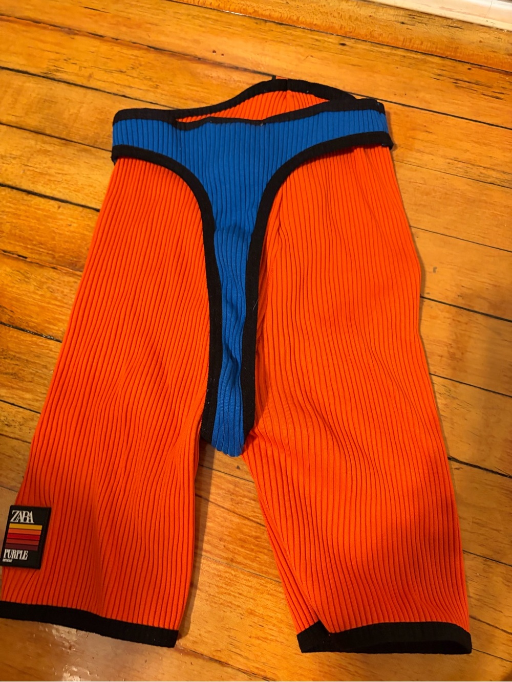 ZARA Orange Ribbed Boxer Briefs with Blue Front Panel